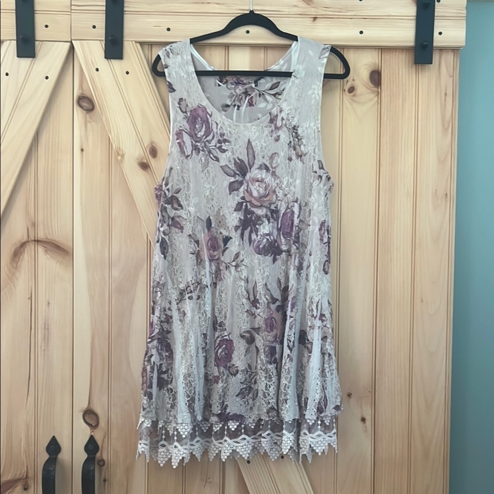 Floral Lace layered Sleeveless Dress